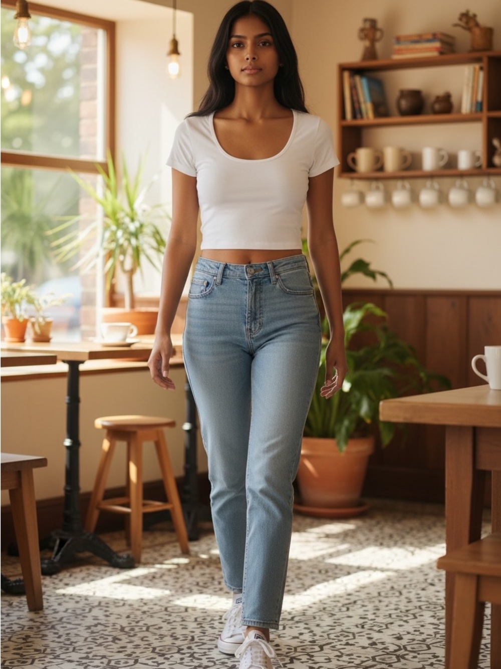 NW/OT White Scoop Neck Cropped Tee